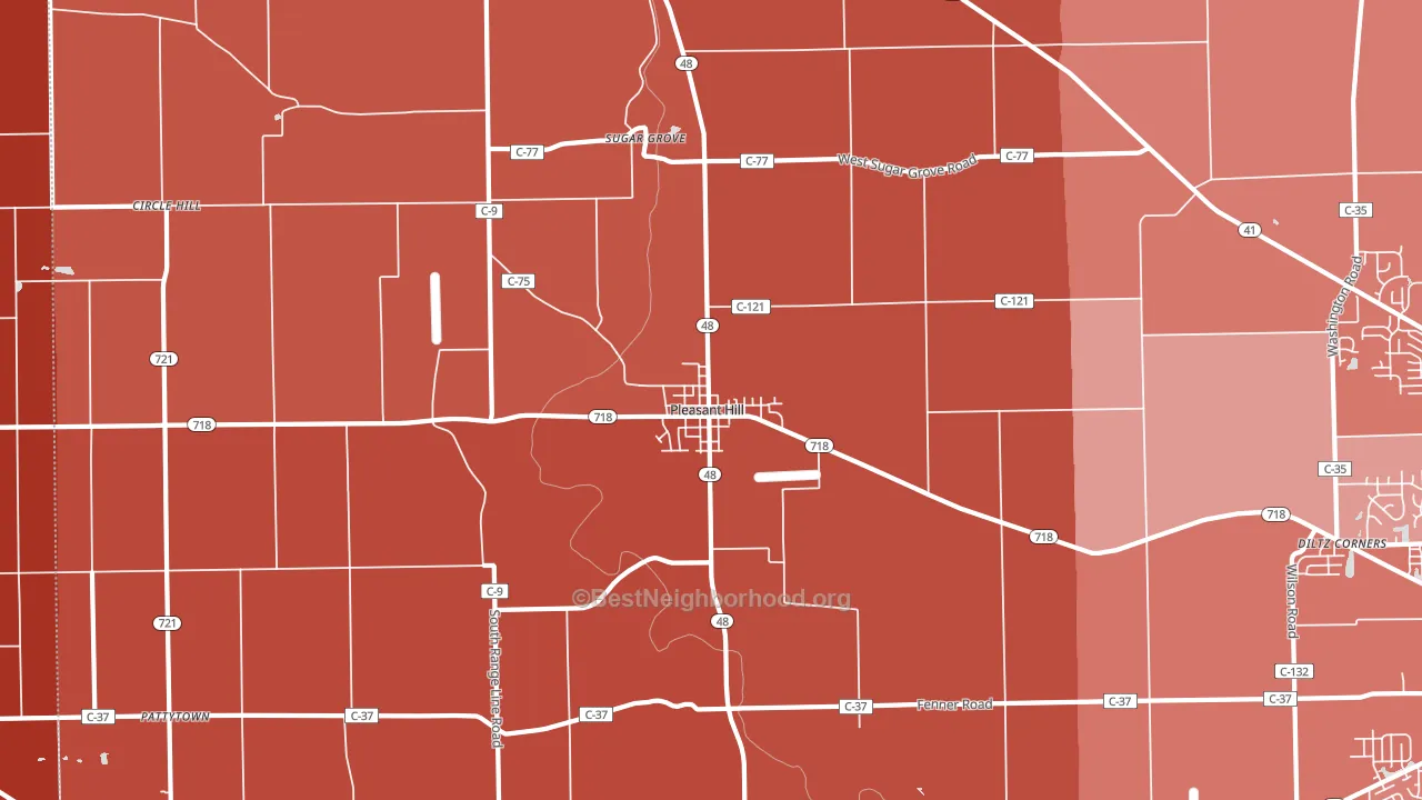Pleasant Hill, OH block-group political-lean map