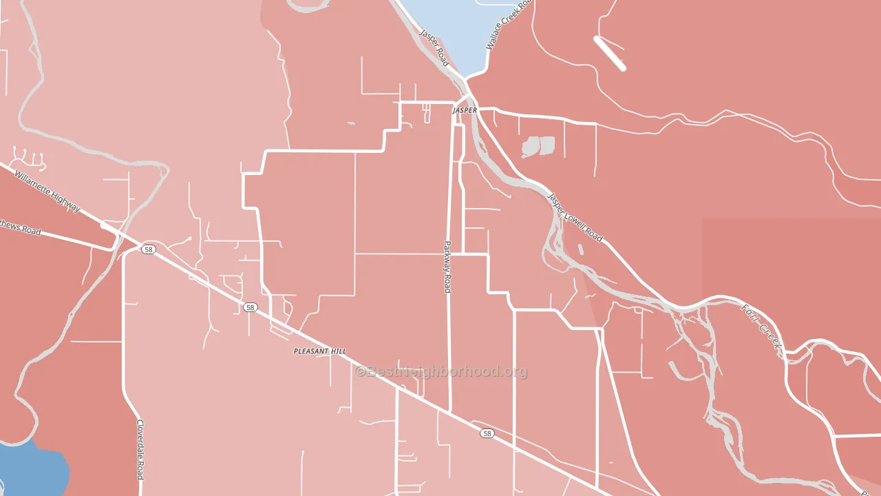 Pleasant Hill, OR block-group political-lean map