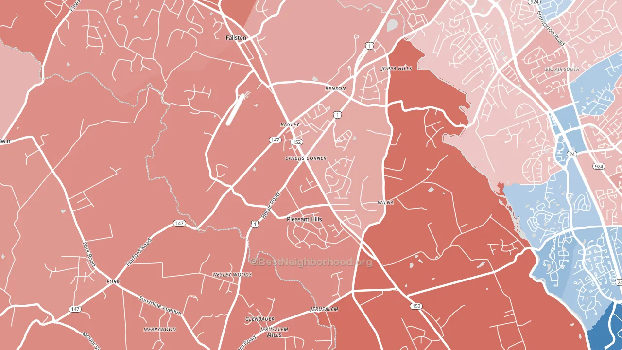 Pleasant Hills, MD block-group political-lean map
