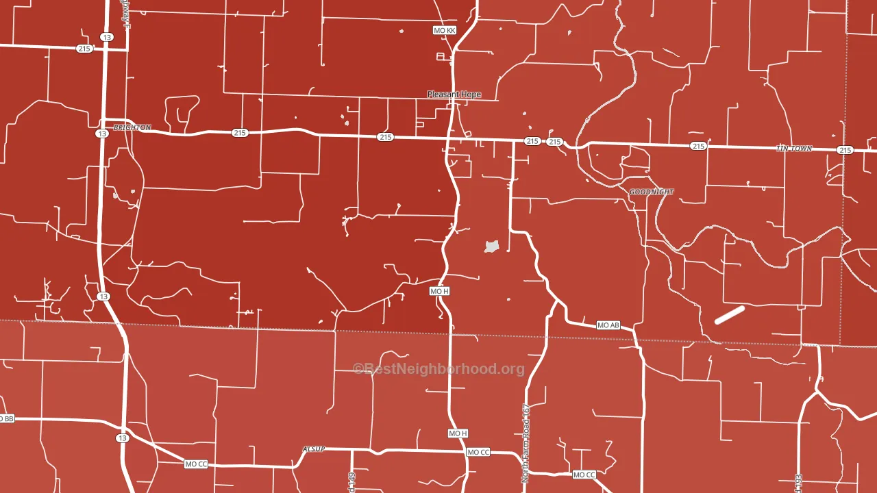 Pleasant Hope, MO block-group political-lean map