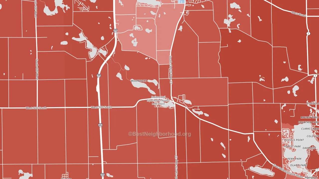 Pleasant Lake, IN block-group political-lean map