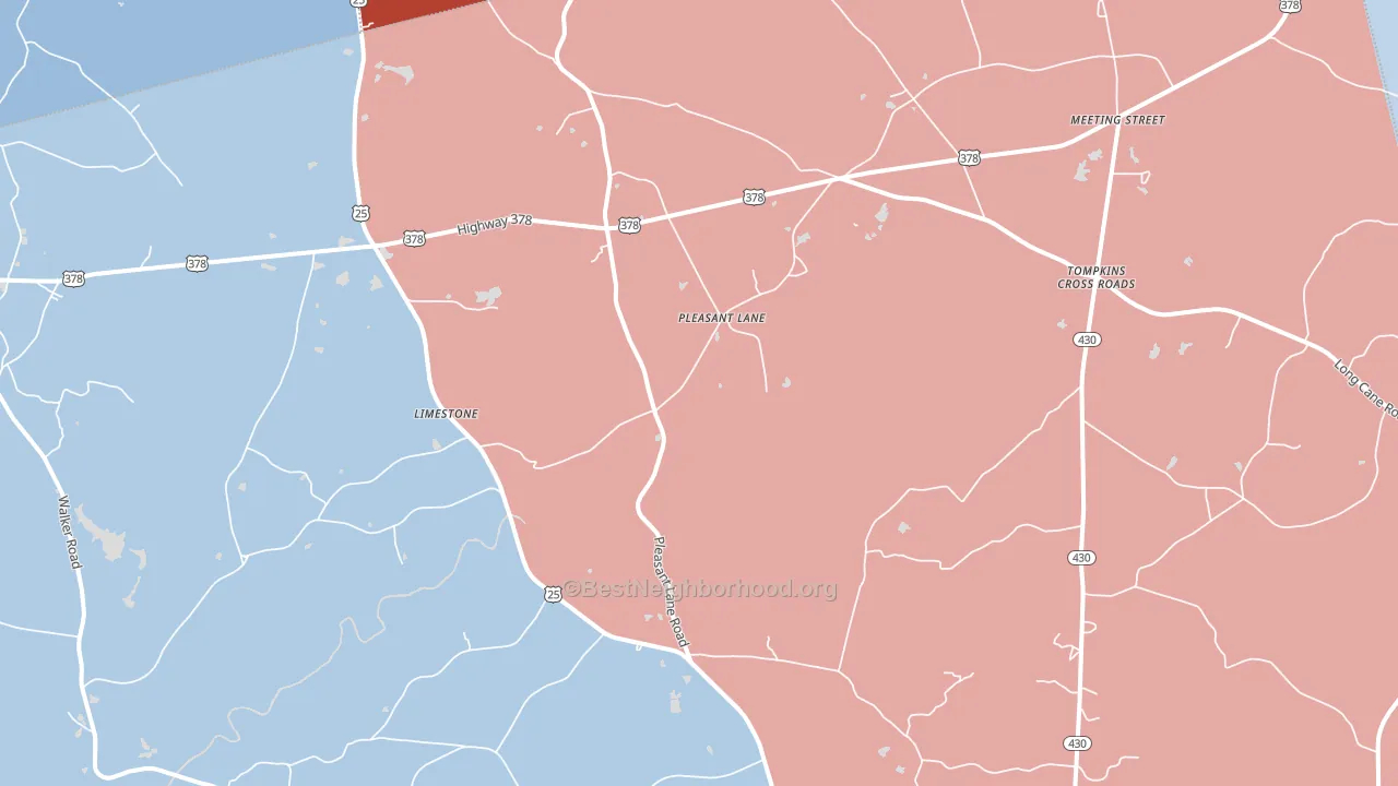 Pleasant Lane, SC block-group political-lean map