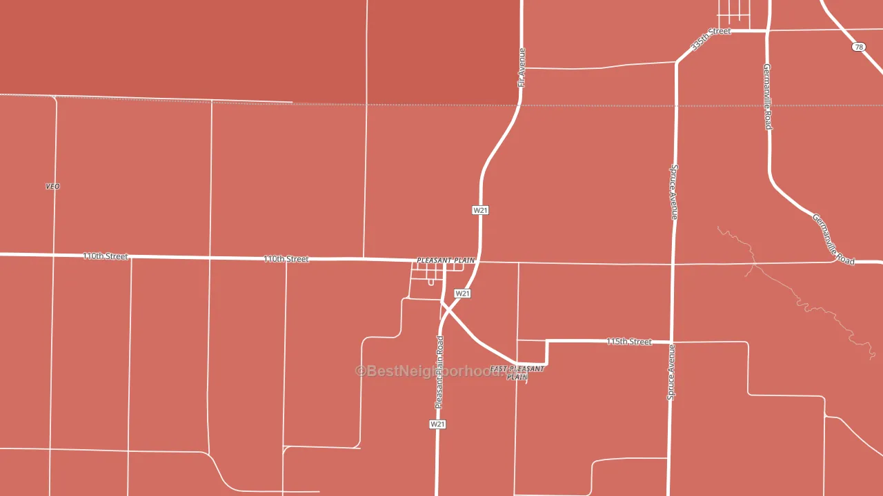 Pleasant Plain, IA block-group political-lean map