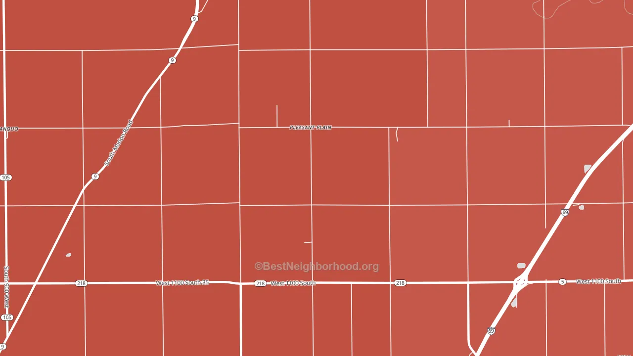Pleasant Plain, IN block-group political-lean map