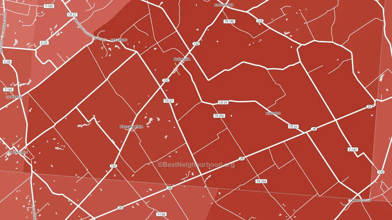 Pleasant Plain, OH block-group political-lean map