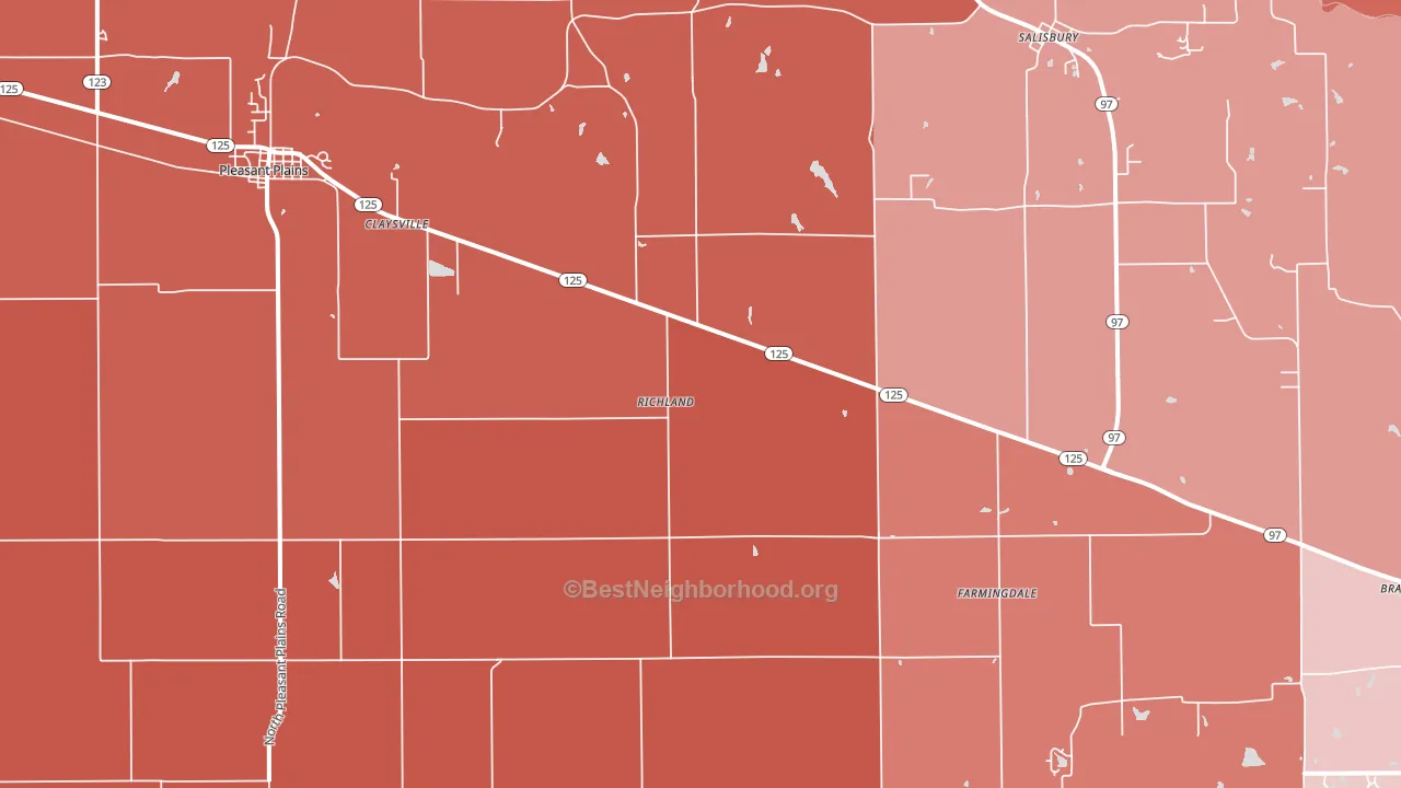 Pleasant Plains, IL block-group political-lean map