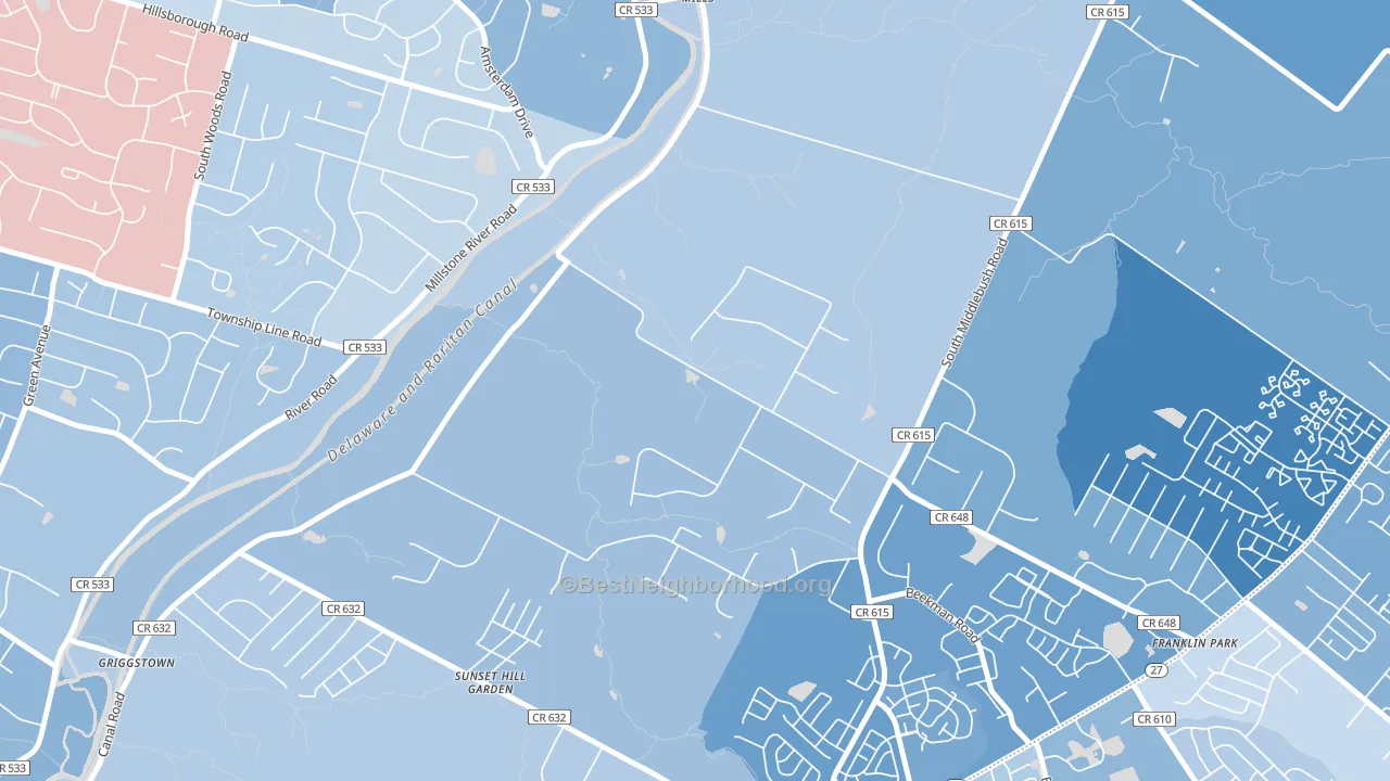 Pleasant Plains, NJ block-group political-lean map