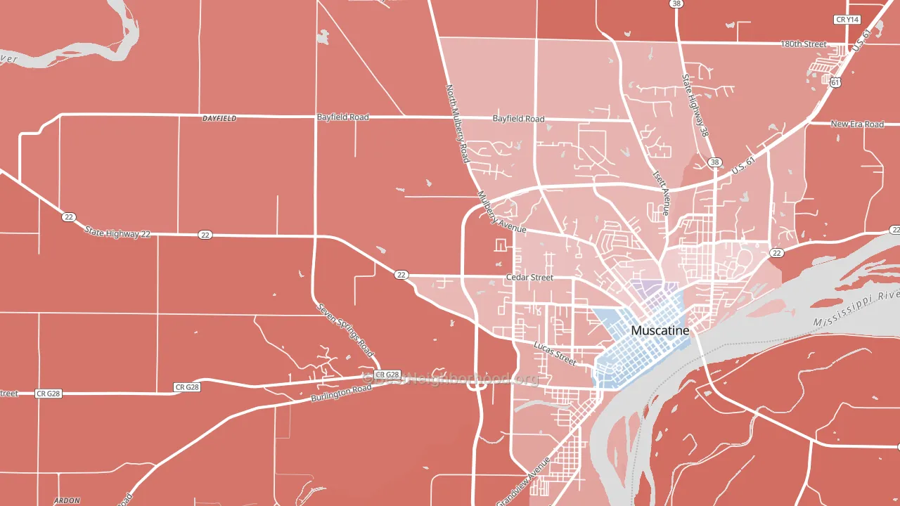 Pleasant Prairie, IA block-group political-lean map