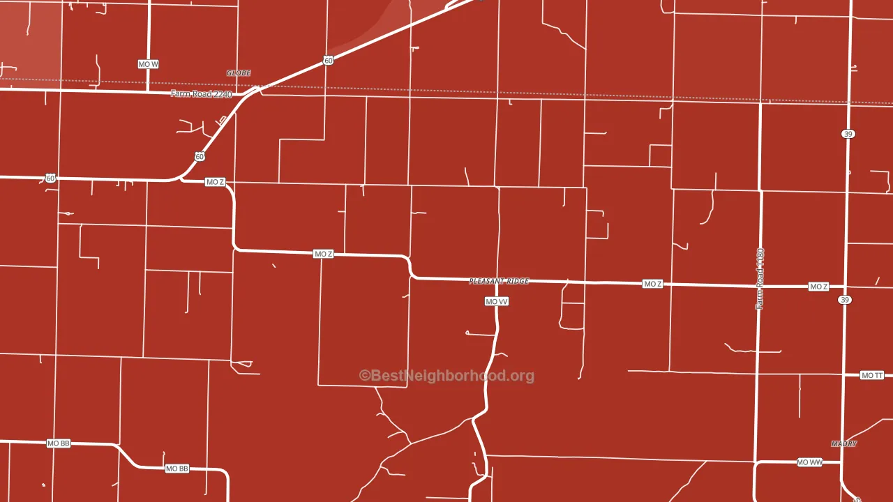 Pleasant Ridge, MO block-group political-lean map