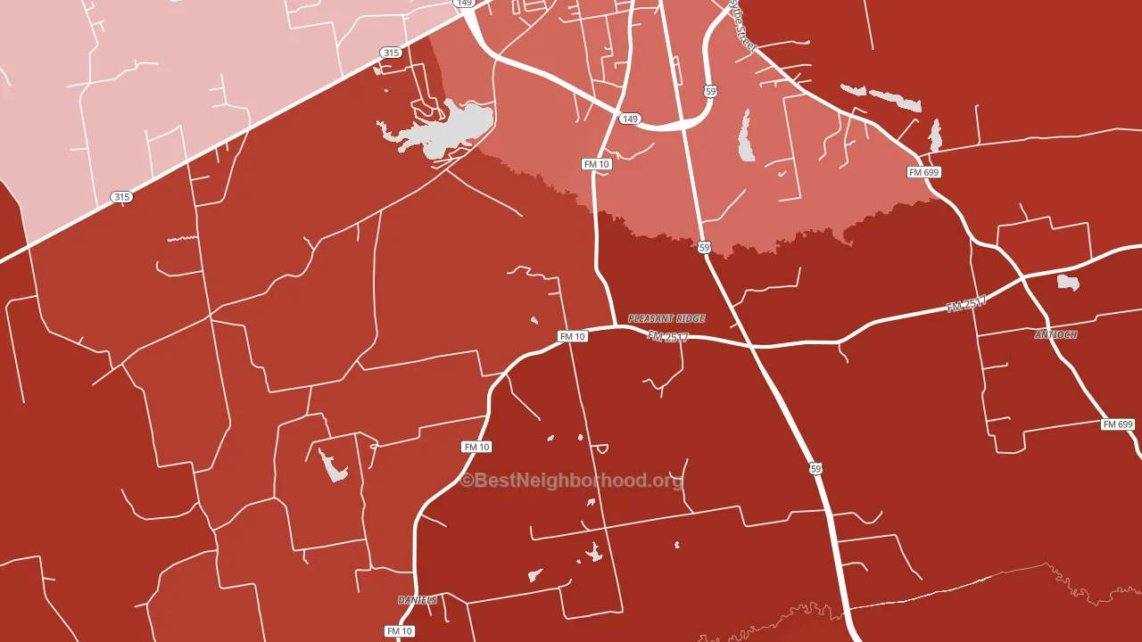 Pleasant Ridge, TX block-group political-lean map