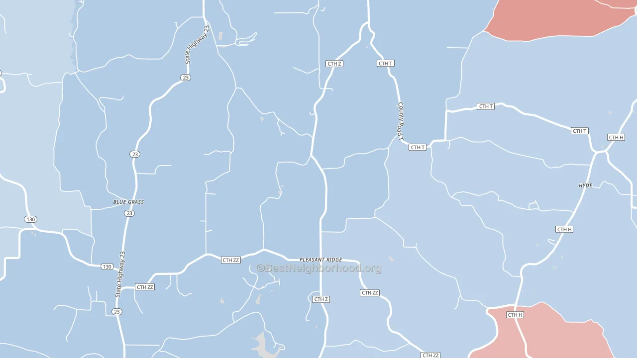 Pleasant Ridge, WI block-group political-lean map