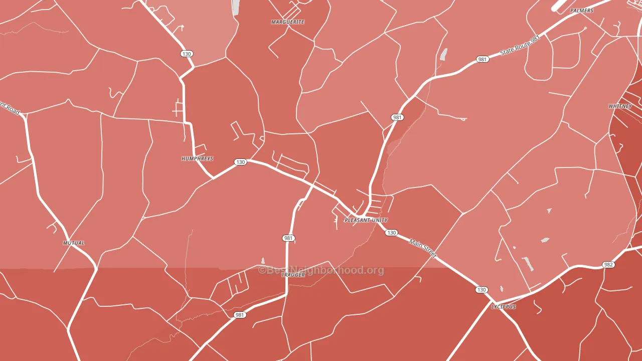 Pleasant Unity, PA block-group political-lean map