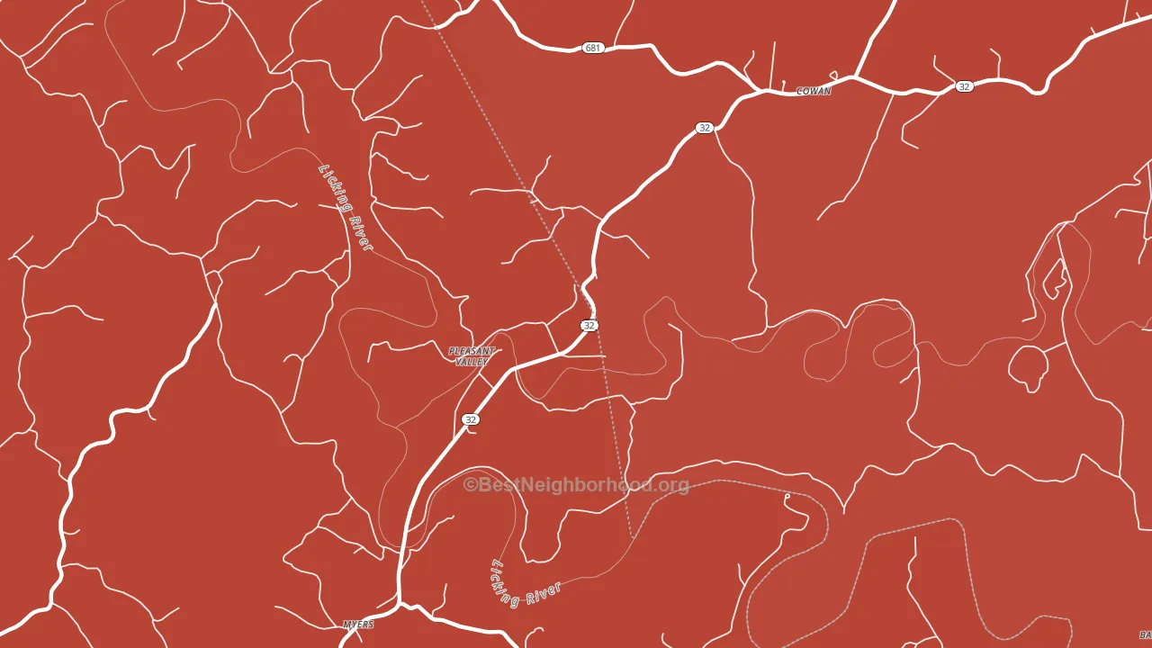 Pleasant Valley, KY block-group political-lean map