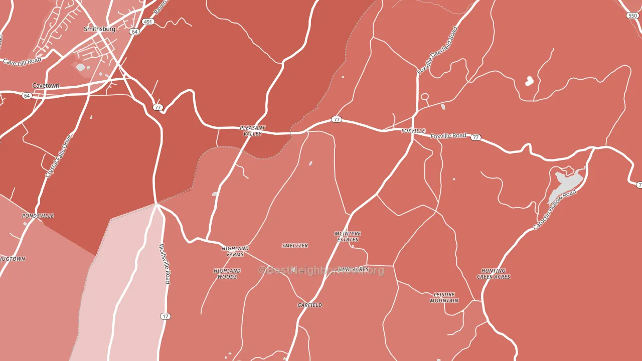 Pleasant Valley, MD block-group political-lean map