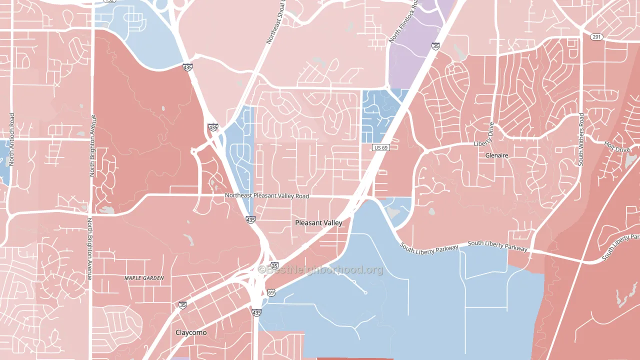 Pleasant Valley, MO block-group political-lean map