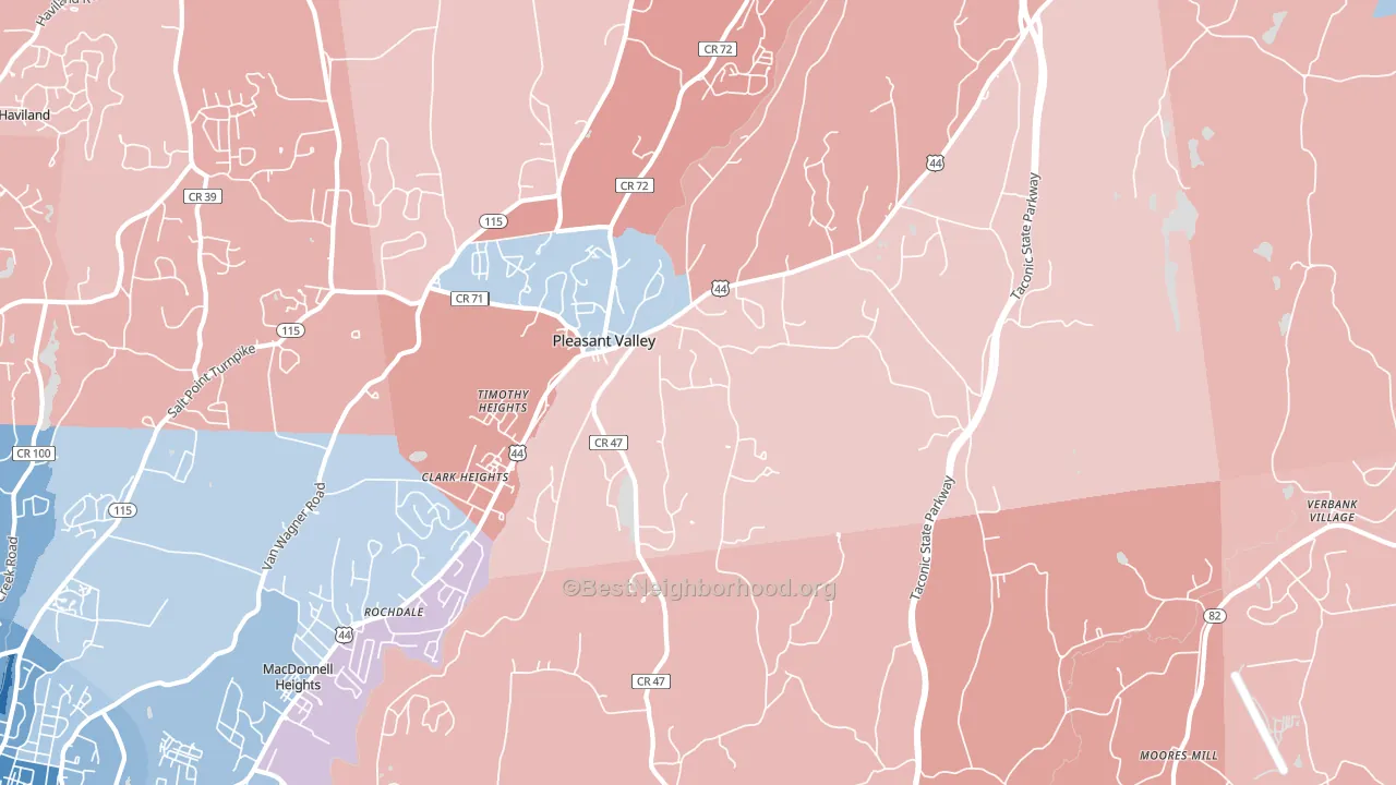 Pleasant Valley, NY block-group political-lean map