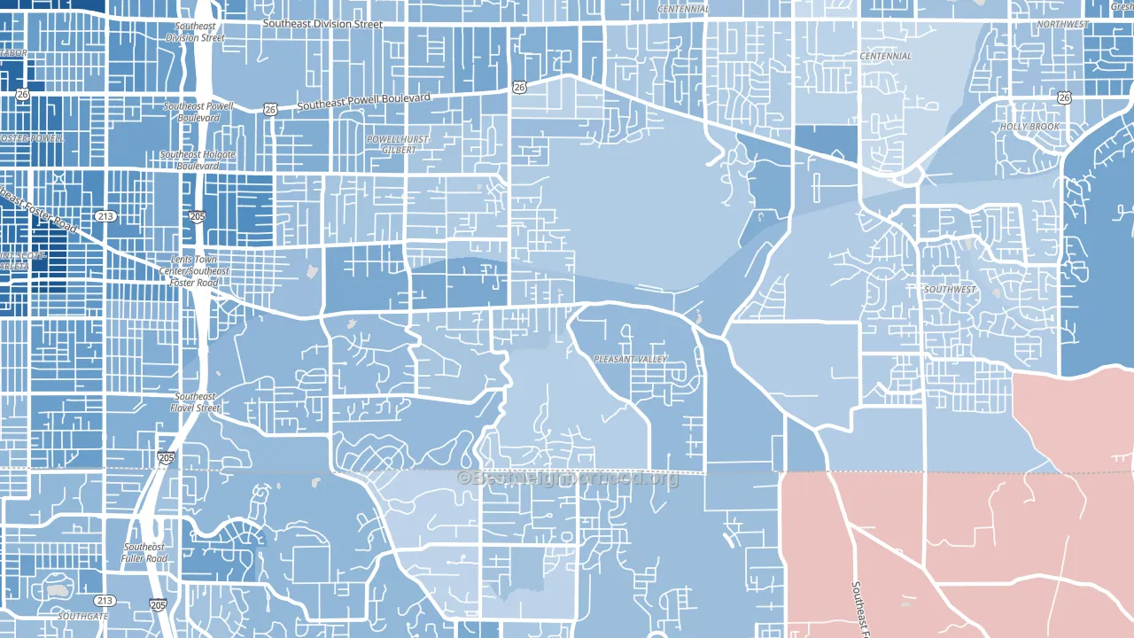 Pleasant Valley, Portland, OR block-group political-lean map
