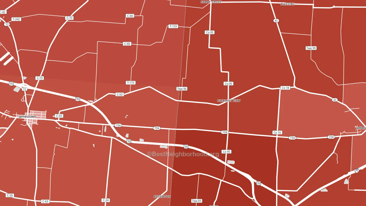 Pleasant View, OH block-group political-lean map