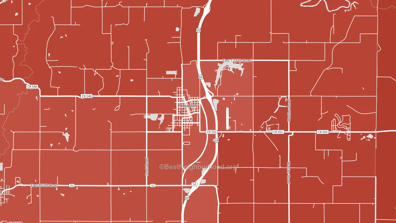 Pleasanton, KS block-group political-lean map