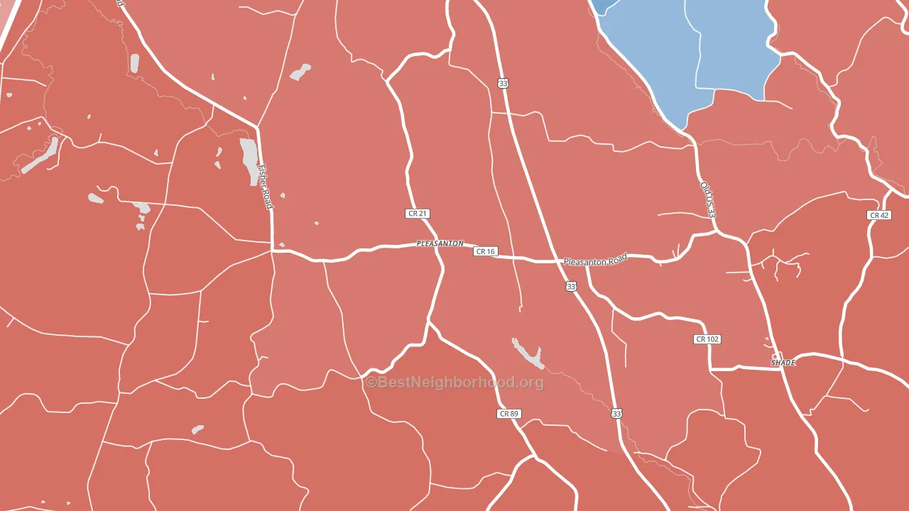 Pleasanton, OH block-group political-lean map