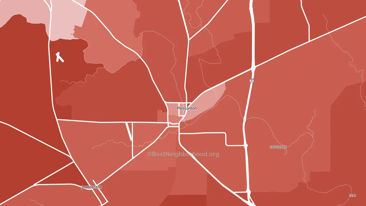 Pleasanton, TX block-group political-lean map