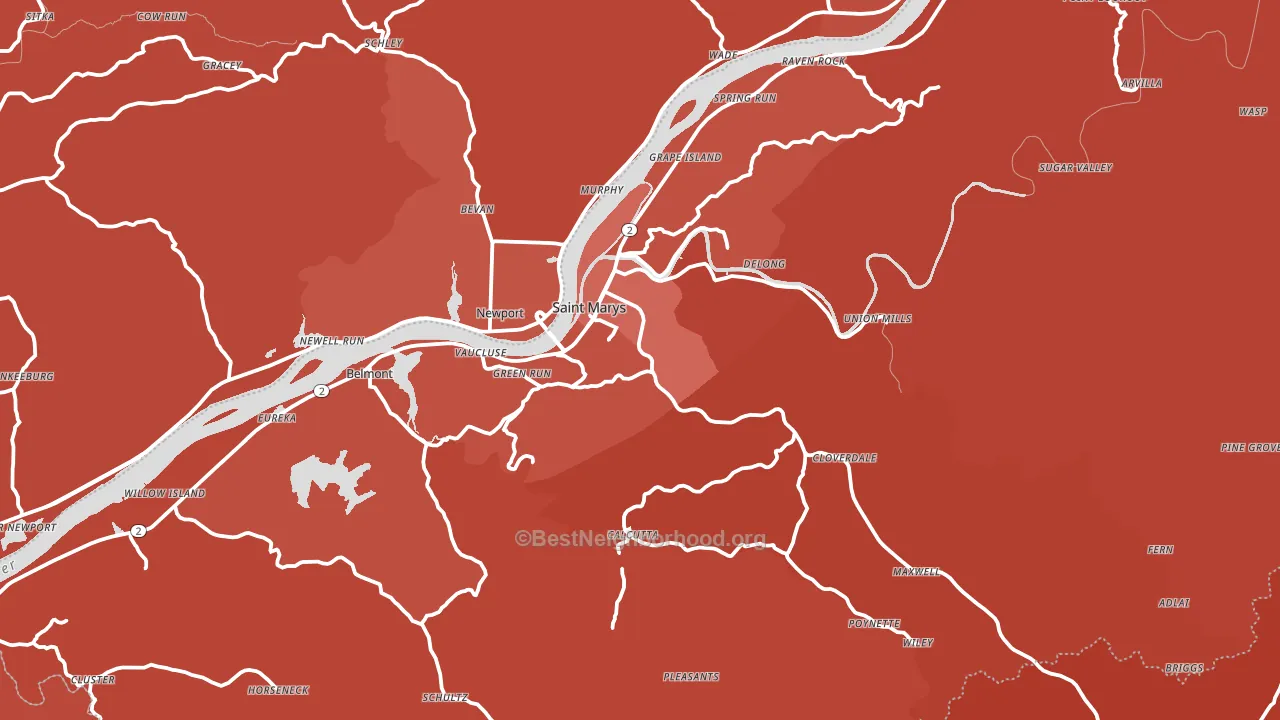Pleasants County, WV block-group political-lean map