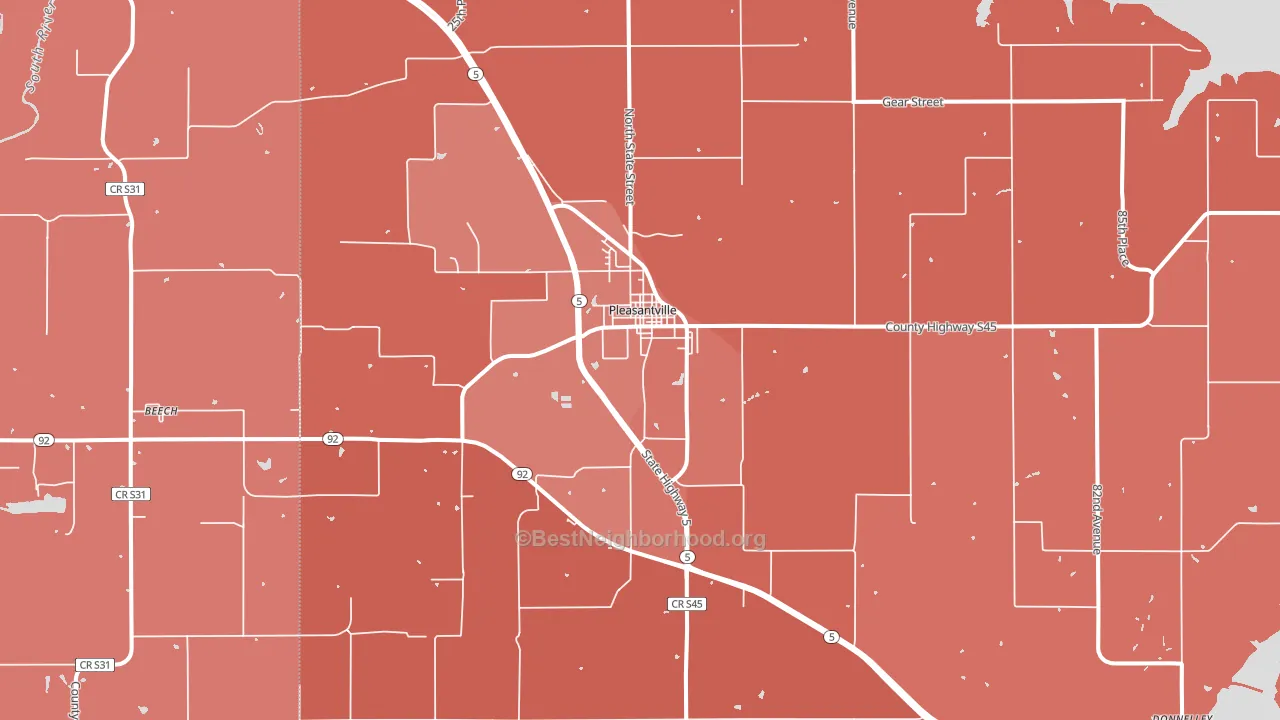 Pleasantville, IA block-group political-lean map