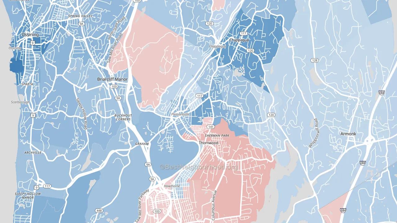 Pleasantville, NY block-group political-lean map
