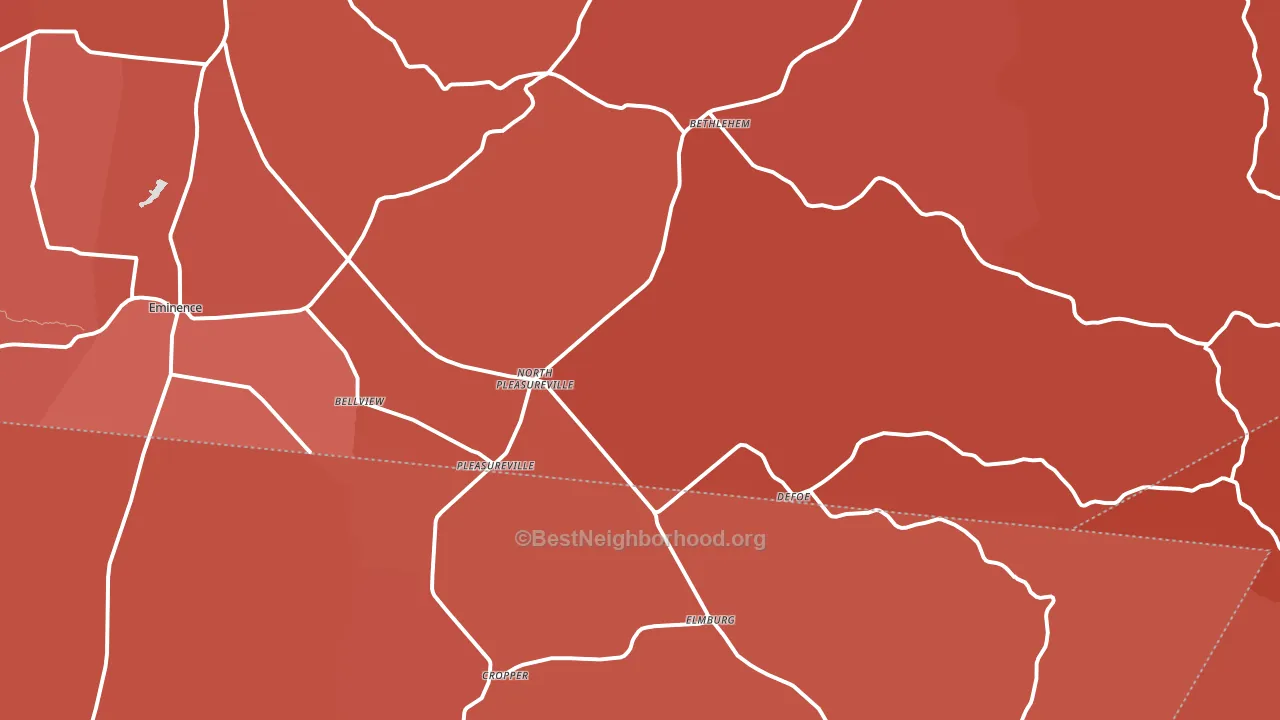 Pleasureville, KY block-group political-lean map