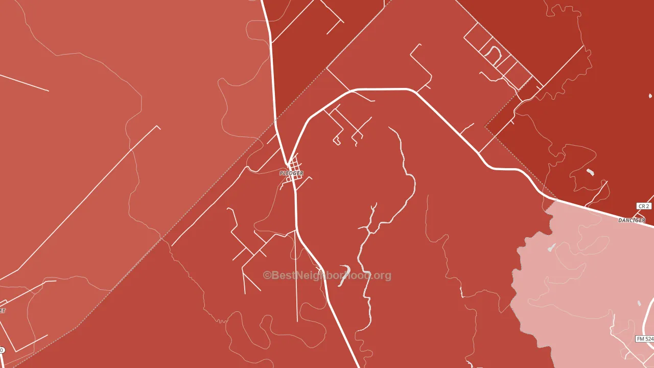 Pledger, TX block-group political-lean map