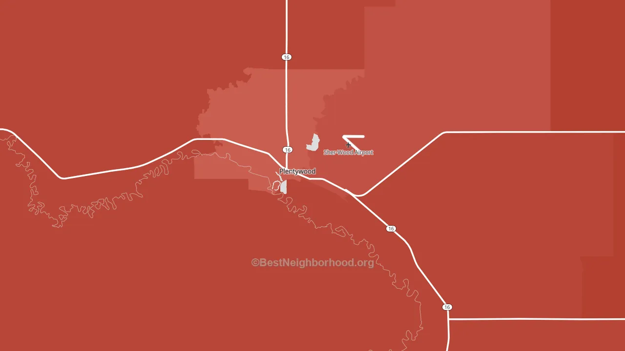 Plentywood, MT block-group political-lean map