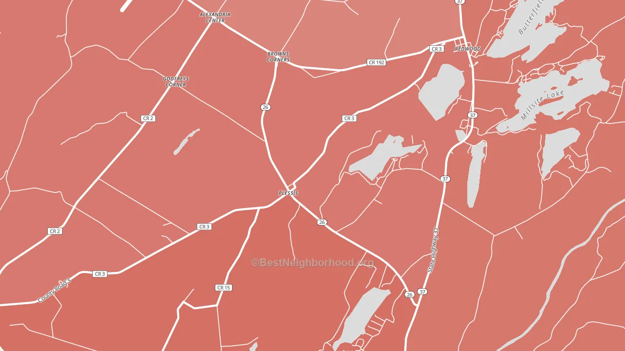 Plessis, NY block-group political-lean map