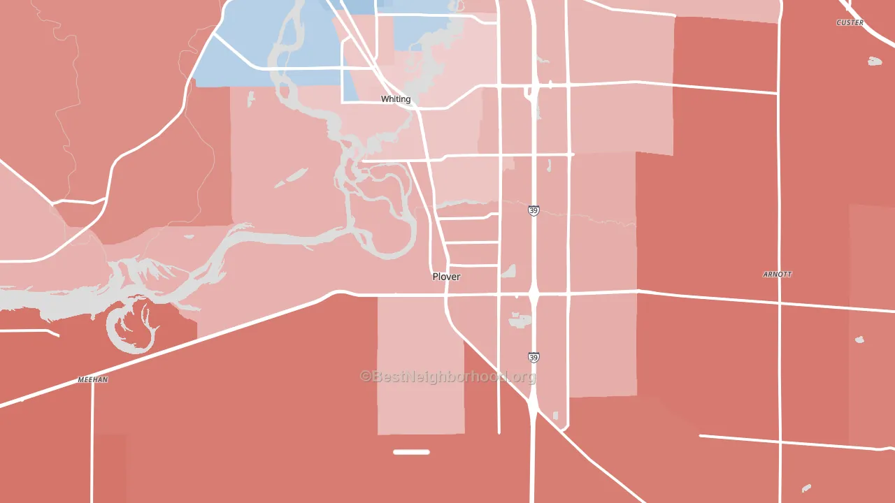 Plover, WI block-group political-lean map