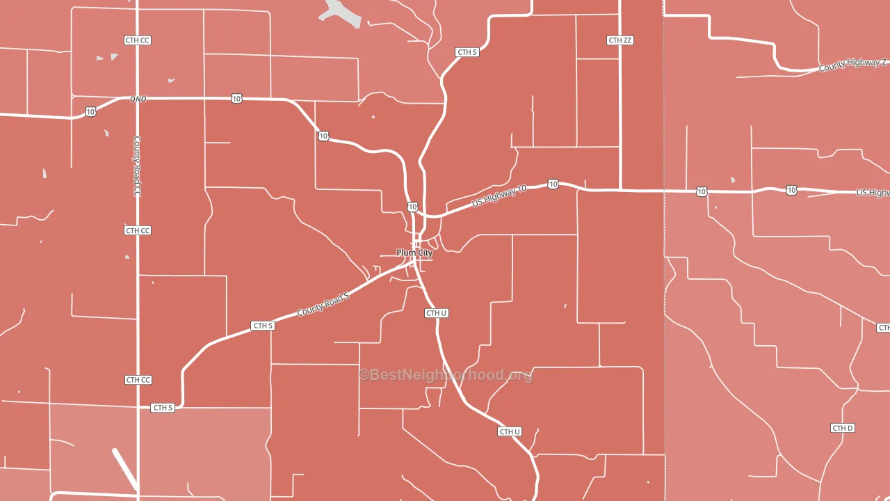 Plum City, WI block-group political-lean map