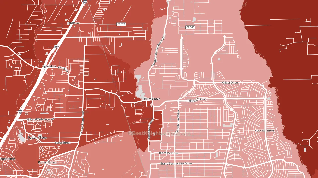 Plum Grove, TX block-group political-lean map