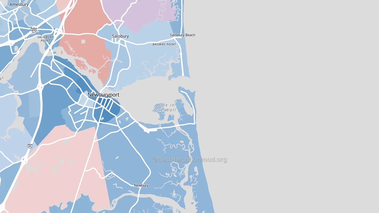 Plum Island, MA block-group political-lean map