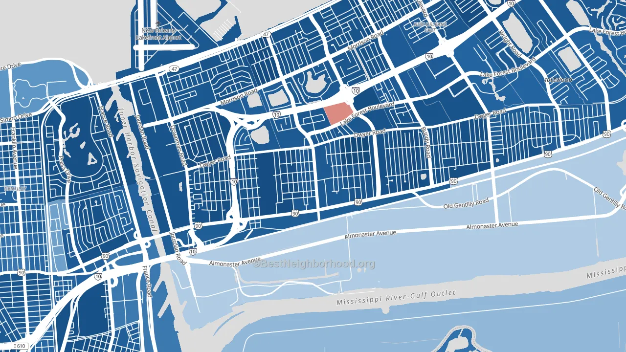 Plum Orchard, New Orleans, LA block-group political-lean map