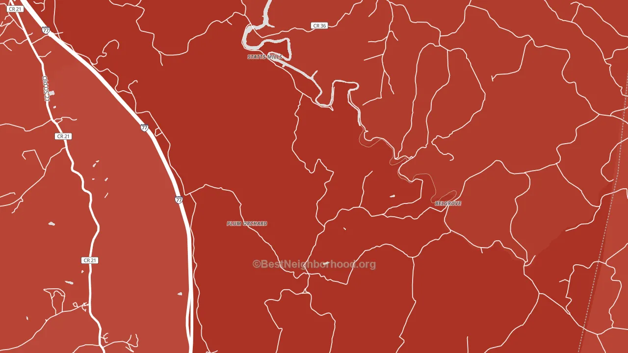 Plum Orchard, WV block-group political-lean map