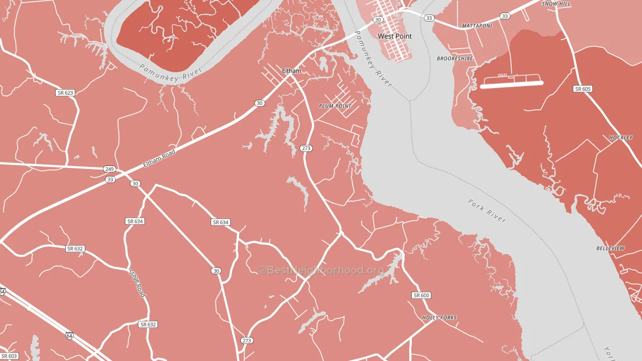 Plum Point, VA block-group political-lean map