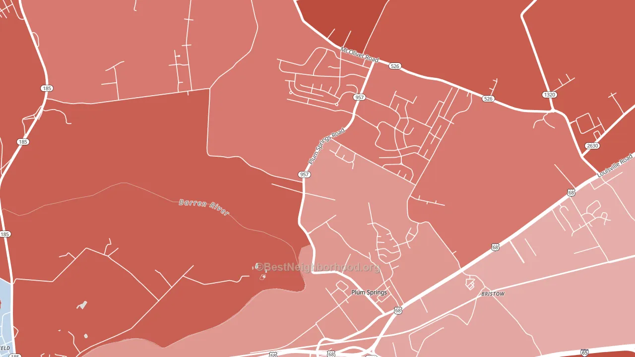 Plum Springs, KY block-group political-lean map