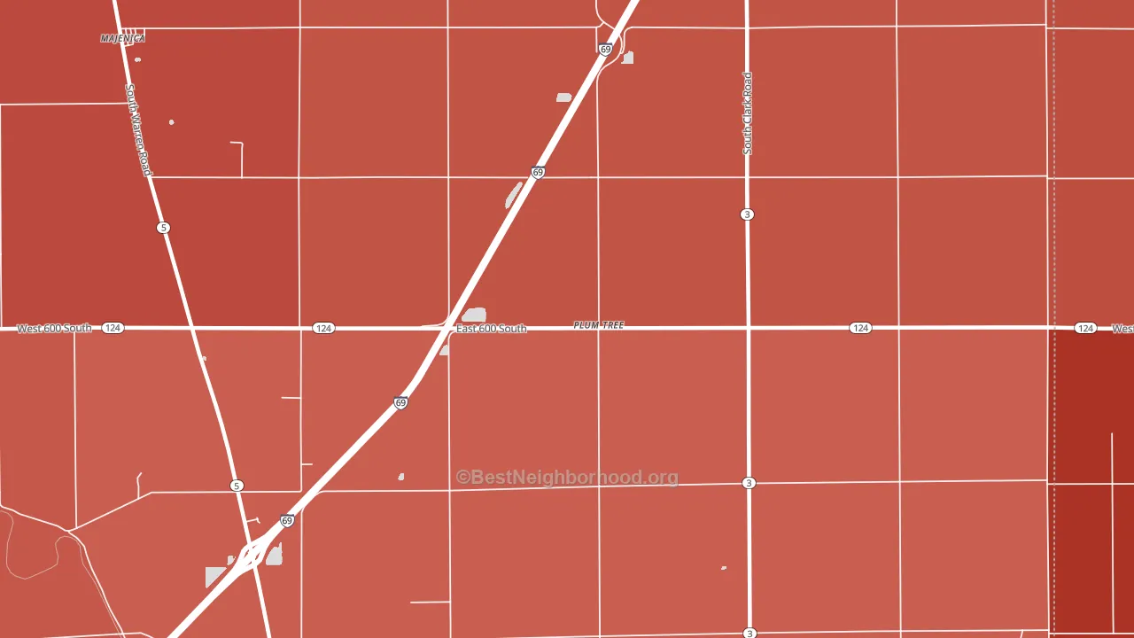 Plum Tree, IN block-group political-lean map