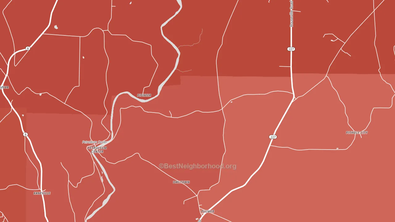 Plumer, PA block-group political-lean map