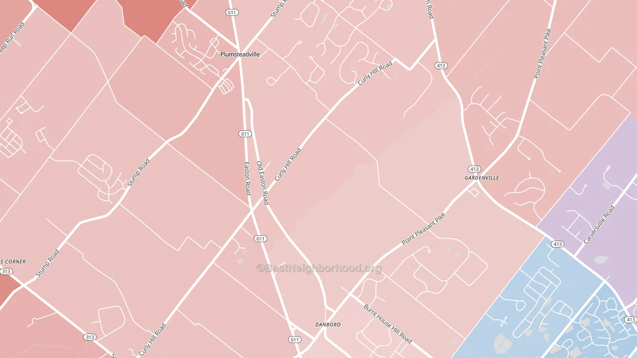 Plumsteadville, PA block-group political-lean map