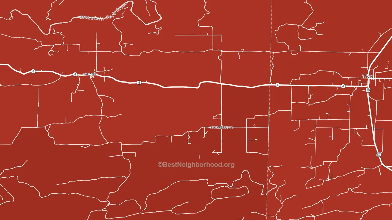 Plunketville, OK block-group political-lean map