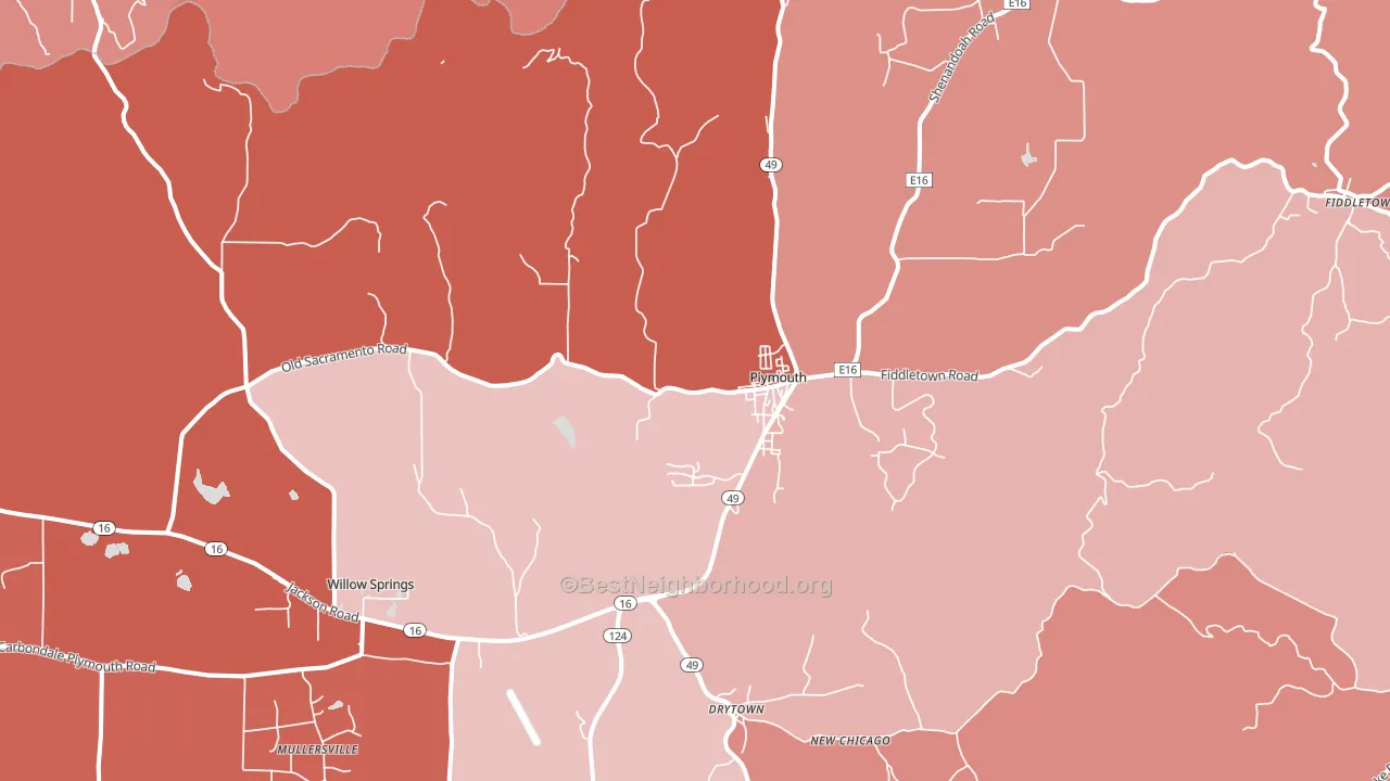Plymouth, CA block-group political-lean map