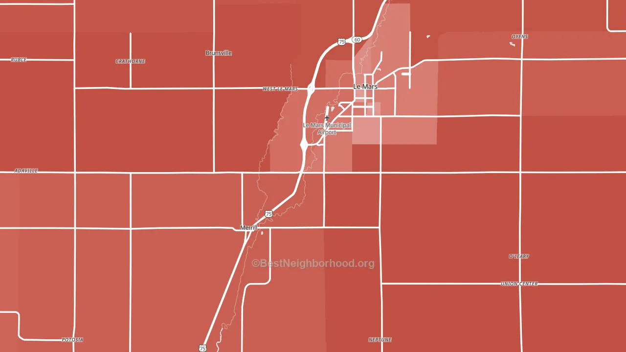 Plymouth County, IA block-group political-lean map