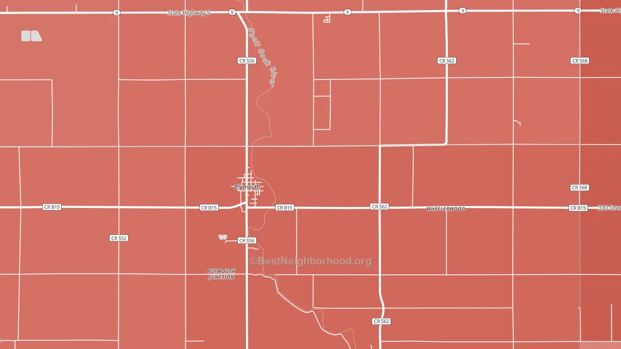 Plymouth, IA block-group political-lean map