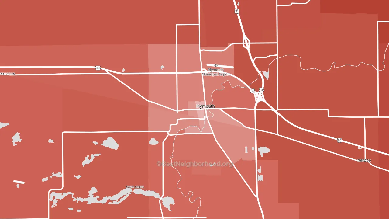 Plymouth, IN block-group political-lean map
