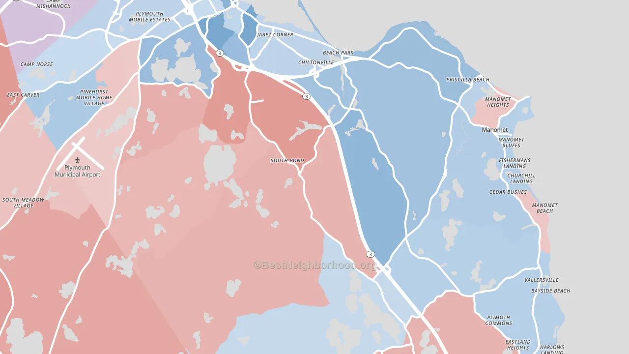 Plymouth, MA block-group political-lean map