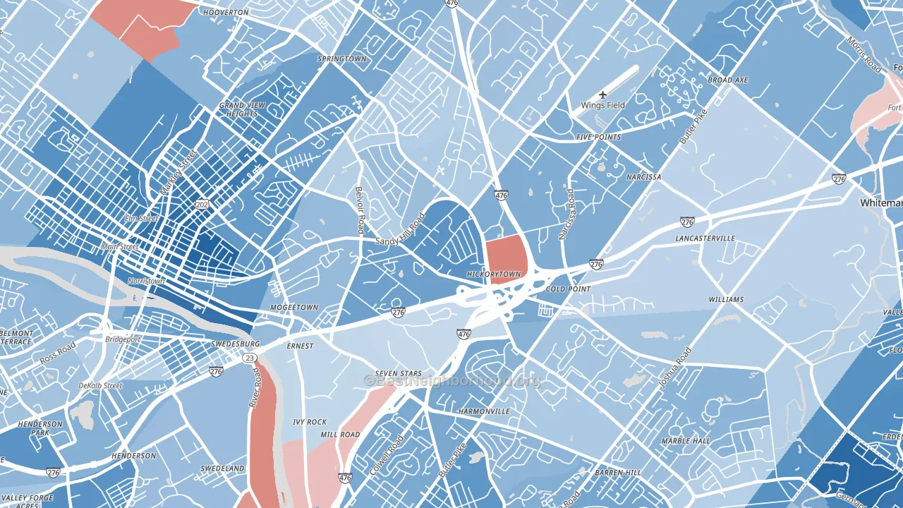 Plymouth Meeting, PA block-group political-lean map